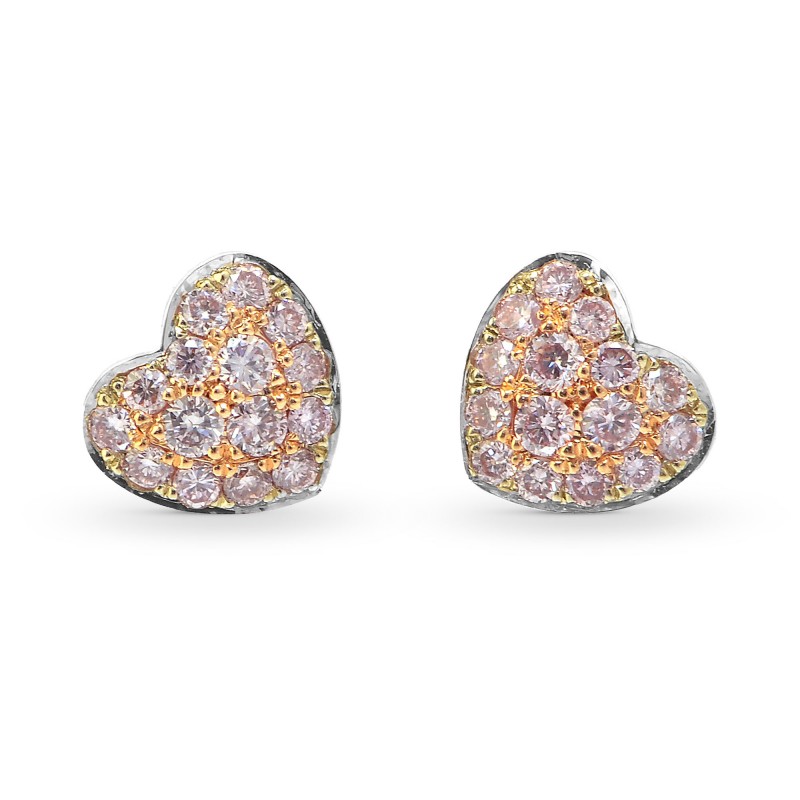Fancy Light Pink Diamond Pave Heart Earrings set in 18K Rose Gold weighing 0.18ct, SKU 63779 (0.18Ct TW)