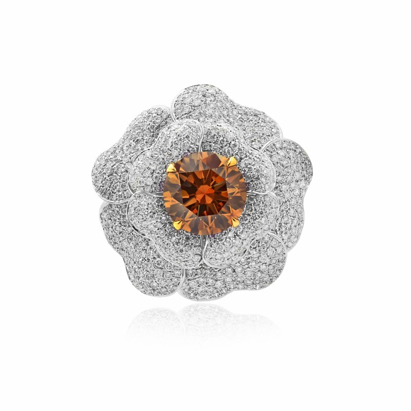 Fancy Brown Yellow Diamond Flower Ring, SKU 63867 (7.95Ct TW)