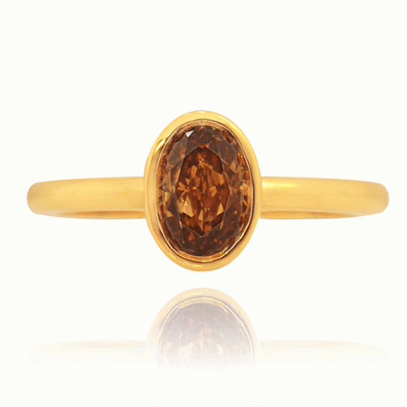 Fancy Deep Brown Orange Diamond solitaire ring, SKU 66950 (1.06Ct)