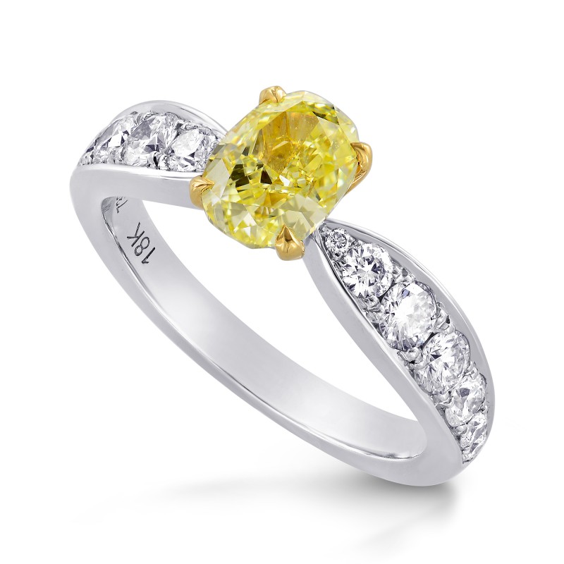 Fancy Yellow oval diamond & pave ring, SKU 73053 (1.70Ct TW)