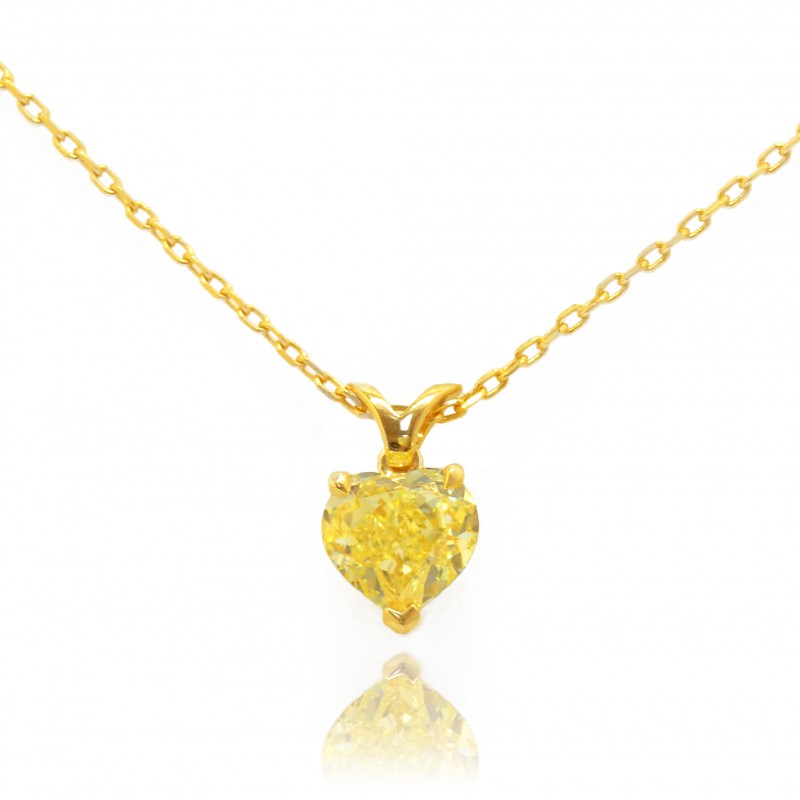 Fancy Intense Yellow Heart Diamond Solitaire Pendant, SKU 73412 (1.24Ct)