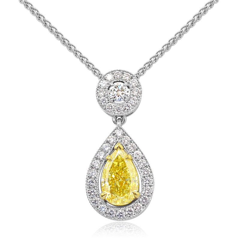 Fancy Intense Yellow Pear and Collection Color diamond pendant, SKU ...