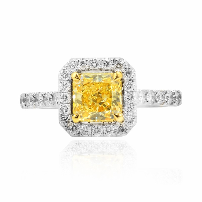 Fancy Yellow Radiant Diamond Halo Ring, SKU 75258 (1.89Ct TW)