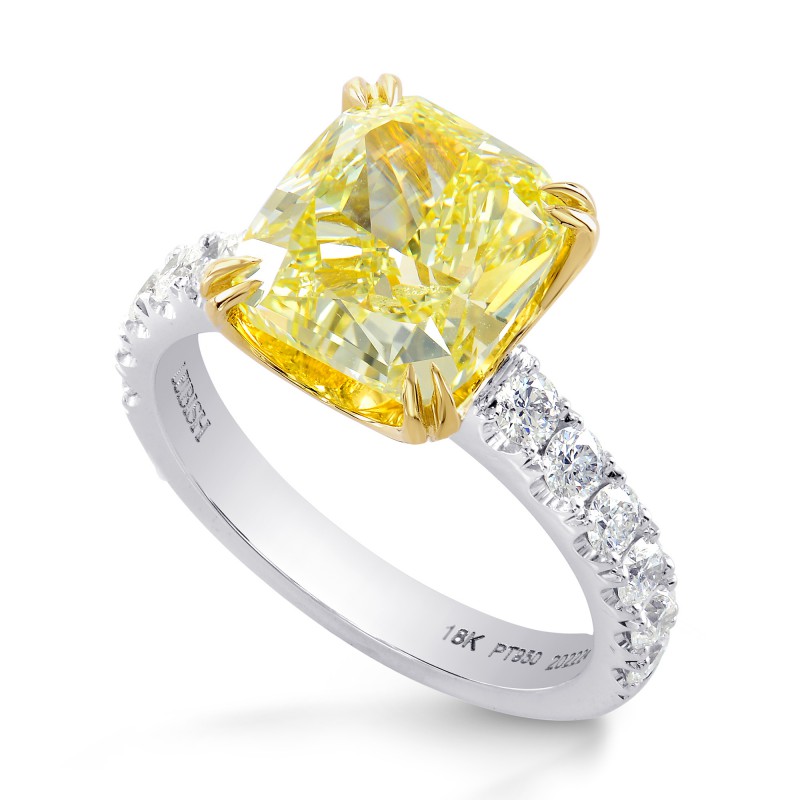 Fancy Yellow Diamond Pave Side Stone Ring, SKU 77068 (3.20Ct TW)
