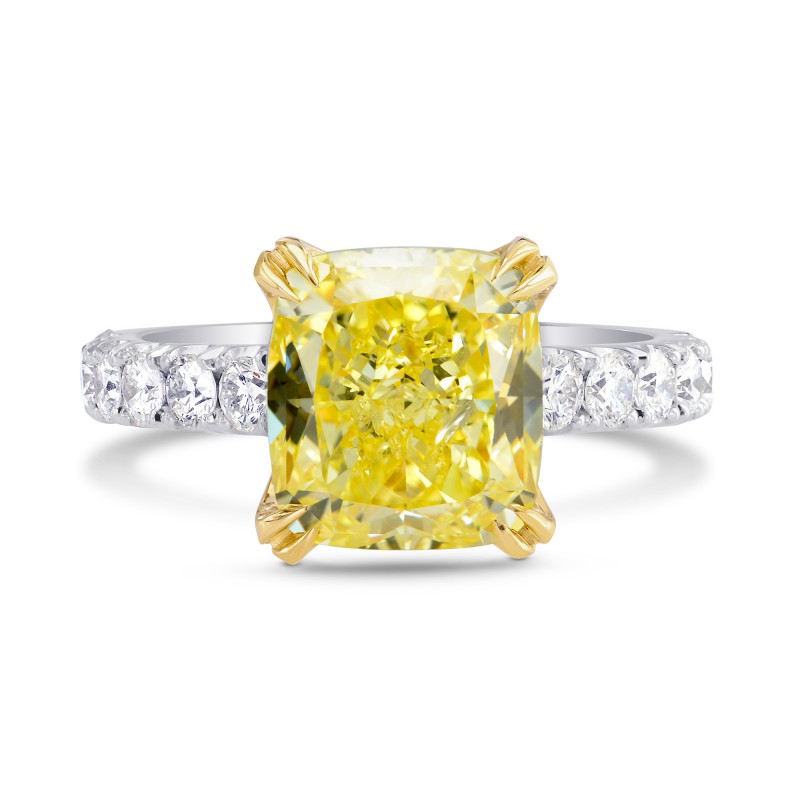 Fancy Yellow Diamond Pave Side Stone Ring, SKU 77068 (3.20Ct TW)