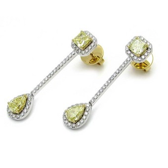 Fancy Yellow Radiant Drop Diamond Earrings, ARTIKELNUMMER 81935 (2,55 Karat TW)