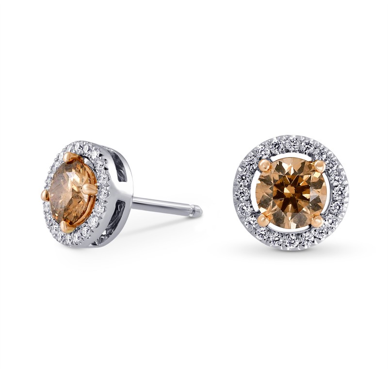 Fancy Brown Halo Stud Diamond Earrings, SKU 82361 (1.49Ct TW)