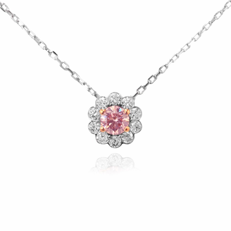 Fancy Pink Round Diamond and Pave Flower Pendant, SKU 84401 (0.50Ct TW)