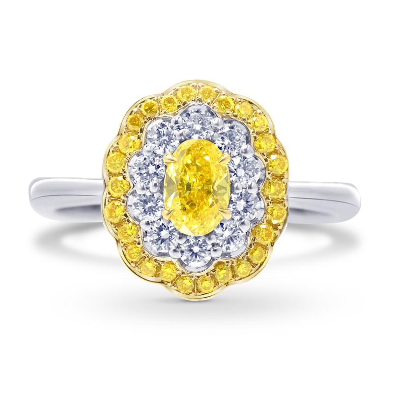 Fancy Vivid Yellow Oval Diamond Ring, SKU 87573 (0.83Ct TW)