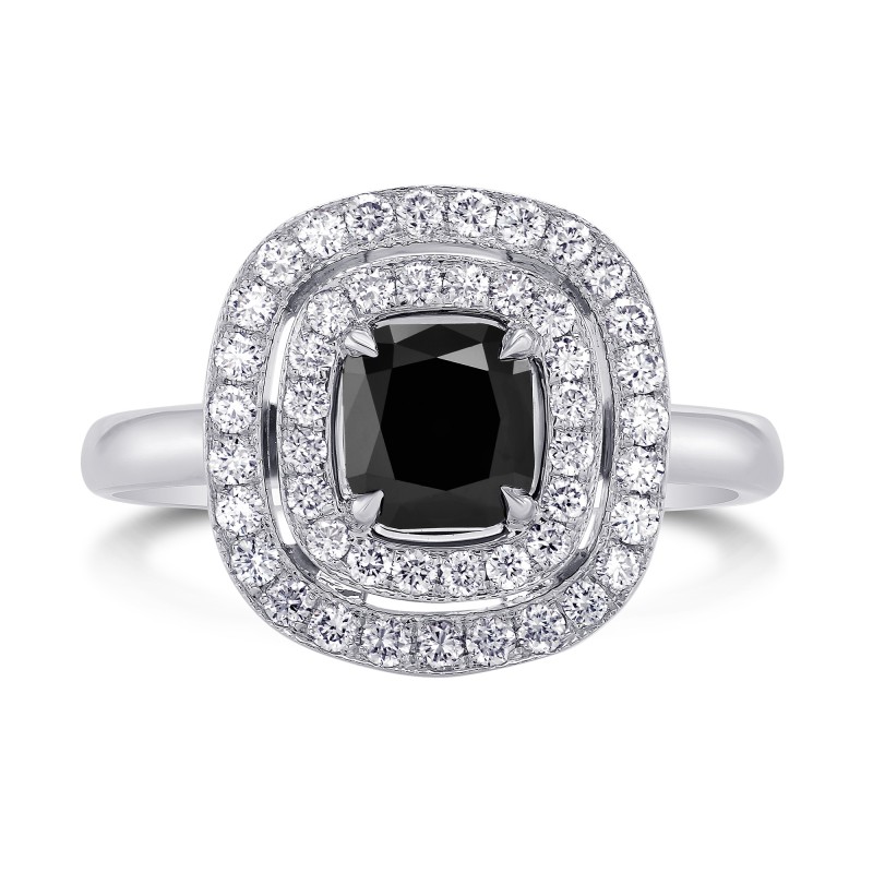 Fancy Black Diamond Double Halo Ring, SKU 89718 (1.54Ct TW)