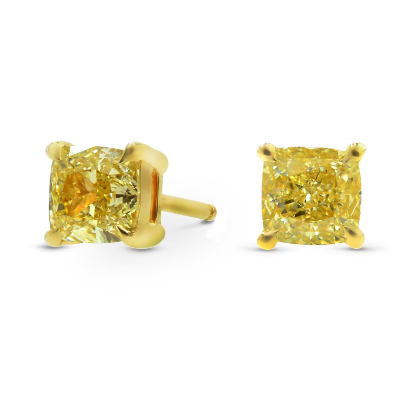 Fancy Yellow Cushion Diamond Stud Earrings, ARTIKELNUMMER 92239 (1,14 Karat TW)