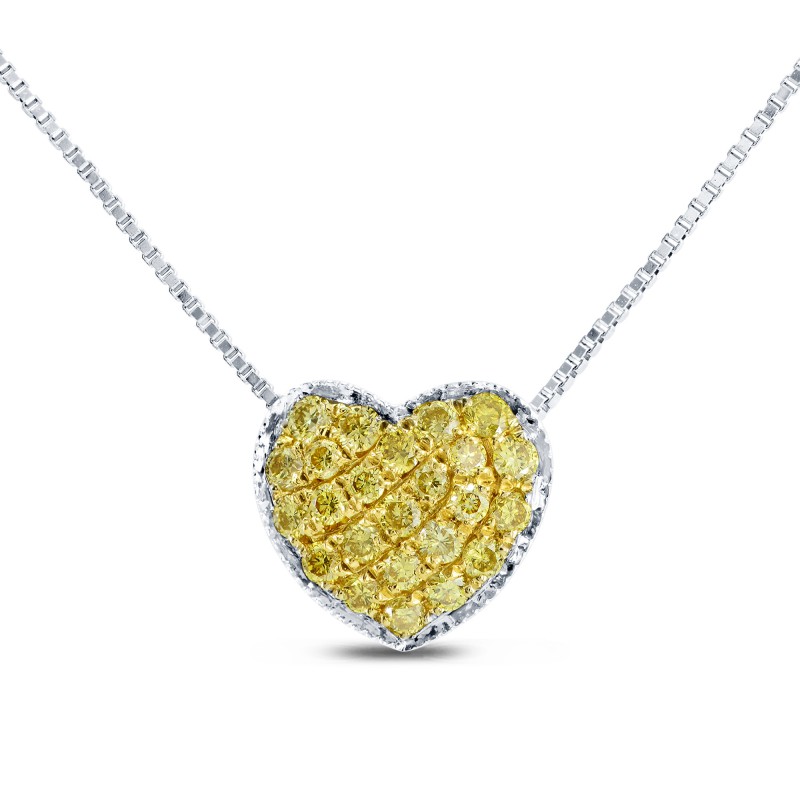 Fancy Vivid Yellow Pave Heart Diamond Pendant, SKU 95808 (0.16Ct TW)
