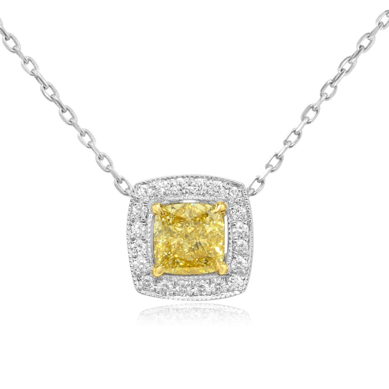 Fancy Yellow Cushion Diamond Pendant, SKU 95945 (0.95Ct TW)
