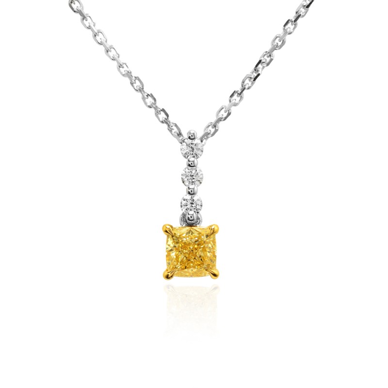 Fancy Yellow Cushion Diamond Drop Pendant, SKU 95989 (0.50Ct TW)