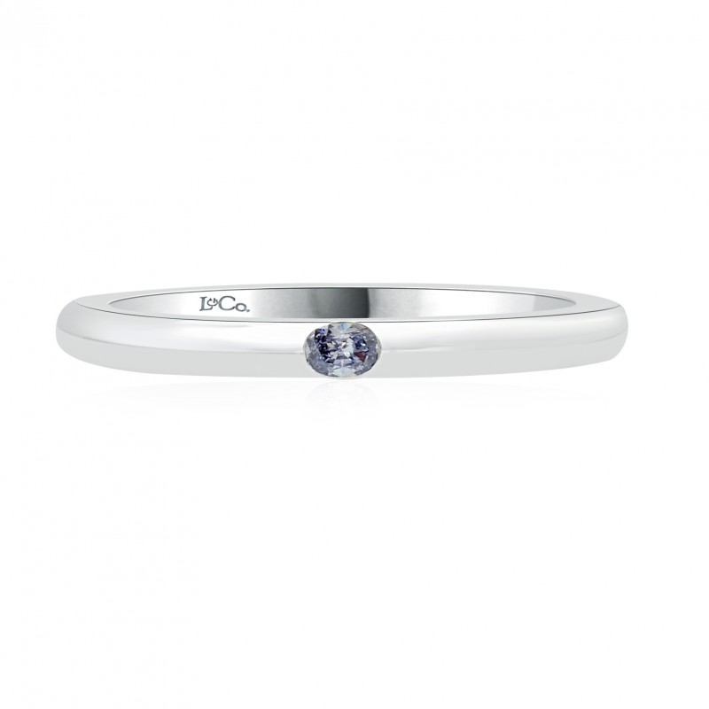 Fancy Blue Oval Diamond Wedding Band Ring, SKU 97018 (0.07Ct)