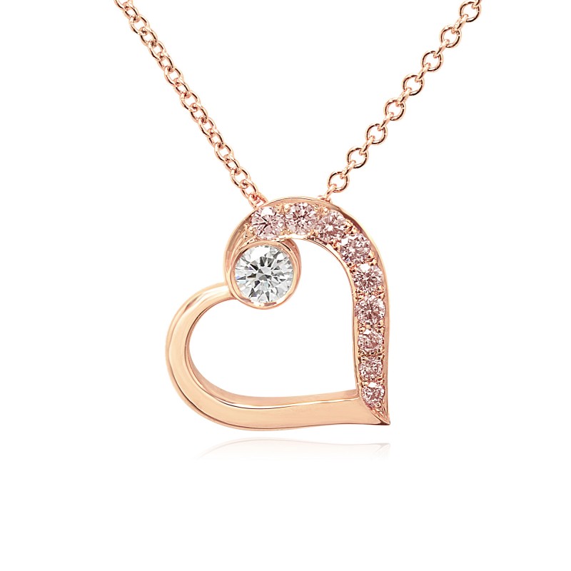 Color Collection Color Diamond and Fancy Pink Diamonds Heart Shape Pendant, SKU 97129 (0.18Ct TW)