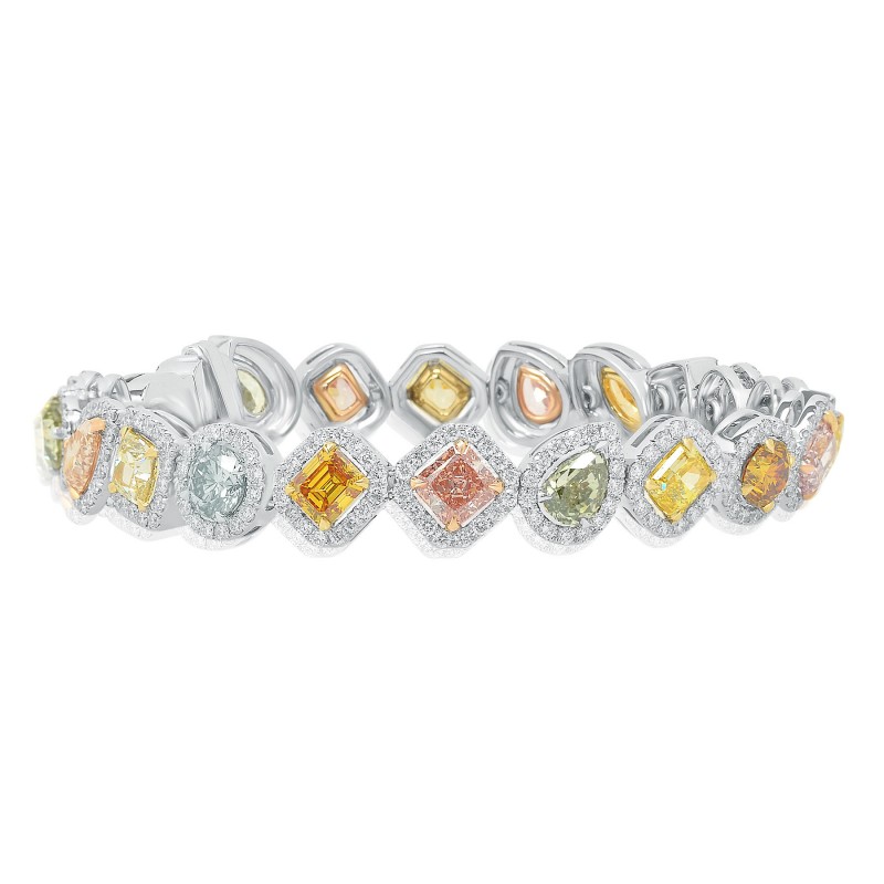 All Natural GIA Certified Multicolored Diamond Bracelet, SKU 98930 (13.58Ct TW)