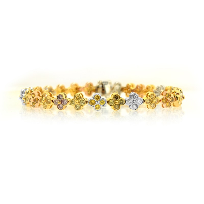 Multicolor Diamond Bracelet set in 18K Rose, White and Yellow Gold, SKU JL1101 (3.86Ct TW)