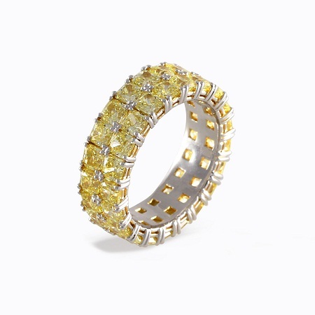 2 Rows Fancy Yellow Diamond Band Ring, SKU P5002 (7.76Ct TW)