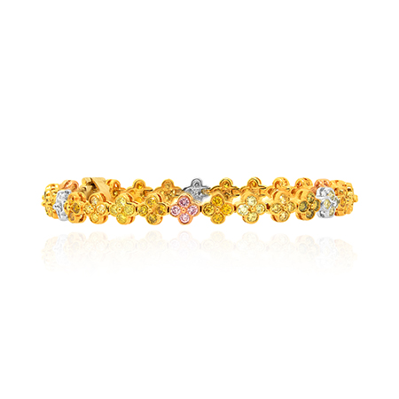 Fancy Multi Color Diamond Bracelet set in 18K Yellow and White Gold with 116 diamonds, total weight 3.78ct., SKU JL1102 (3.78Ct TW)