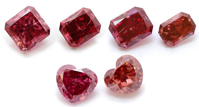 a collection of red diamonds