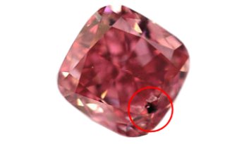 0.54 Carat, Fancy Deep Pink, Cushion, SI2, With Black spots (Black Crystals)