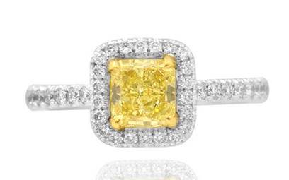 1.01 ct Fancy Yellow Radiant Diamond Halo Ring