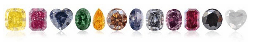 12 colors of fancy color diamonds