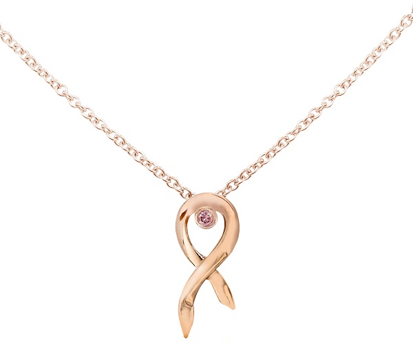 LEIBISH breast cancer awareness pink diamond ribbon pendant