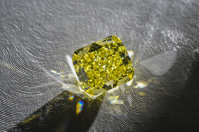 8.88 carat, Fancy Intense Yellow Diamond, Cushion Shape, VS1 Clarity, GIA