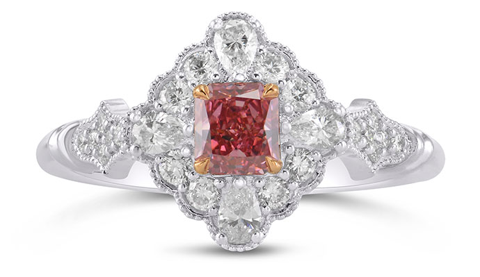 Argyle Vivid Pink and Diamond Antique Style Extraordinary Ring (0.84Ct TW)