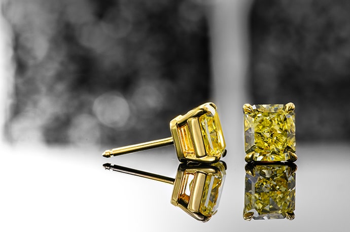  Fancy Yellow Radiant Diamond Earrings