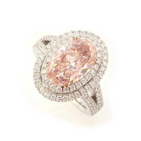 3.30 Carat, Fancy Orangy Pink Diamond Ring