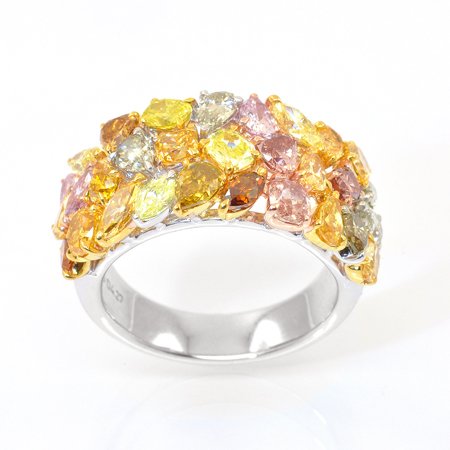Fancy Color Collage Designer Diamond Ring (4.53Ct TW)