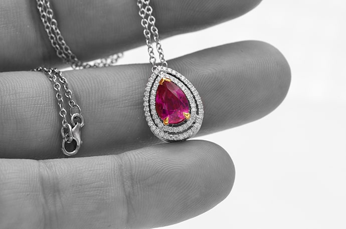 Natural Unheated Red Ruby Halo Pendant, SKU 56481 (2.61Ct TW)