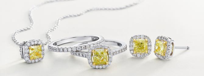 the LEIBISH Fancy Vivid Yellow diamond Canary collection