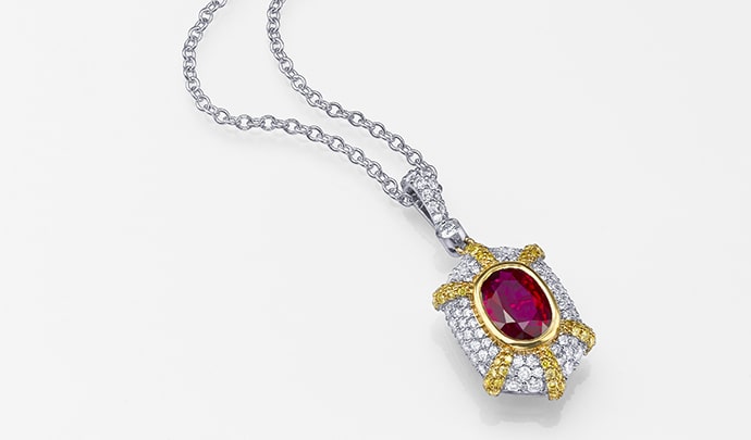 Mozambique Ruby and diamond necklace