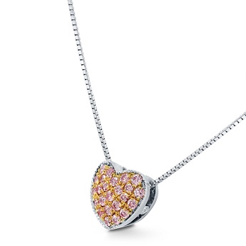 Pink Diamond Pave Heart Pendant, SKU 135566 (0.2Ct TW)
