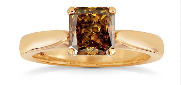  Fancy Deep Brown Orange Radiant Diamond Solitaire Ring (1.40Ct)