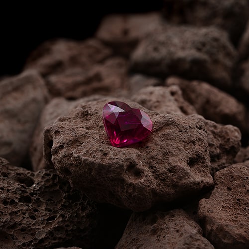 A beautifully pure specimen, a heart shaped loose ruby