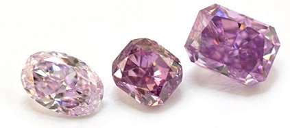 Natural fancy purple diamonds in varying intensities