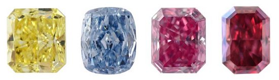 Einige seltene Fancy-Diamanten – Gelb, Blau, Pink und Rot