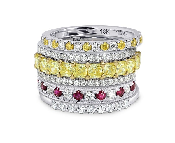 yellow diamond stacking ring